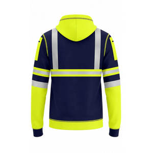 เสื้อแจ็คเก็ตทำงานแบบมีฮู้ดซิป สะท้อนแสง สีกรมท่า-เหลือง แถบสะท้อนแสง แขนยาว เสื้อฮู้ดนิรภัย - Product Image 5