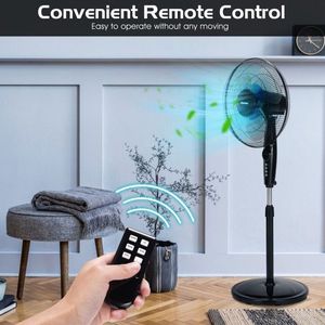 พัดลมตั้งพื้นปรับระดับความสูงได้ 16 นิ้ว พร้อมระบบส่ายเงียบ สำหรับใช้ในบ้านและสำนักงาน - Product Image 2