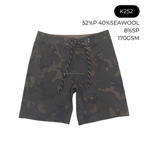 Pantalones cortos de tela reciclada SEAWOOL, pantalones cortos de surf de playa con estampado de camuflaje y protección UV con estilo informal de cintura media - Product Image 2