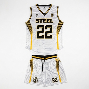 Conjunto de Camiseta y Pantalones Cortos de Baloncesto Sublimados Steel 22, Malla de Poliéster Transpirable, Uniforme Deportivo para Entrenamiento y Juego en Equipo - Product Image 6