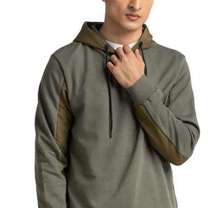 Sudaderas con capucha casuales de algodón para hombre, con mangas largas y paneles en contraste, estilo urbano, fabricante y proveedor de sudaderas OEM para invierno - Product Image 2