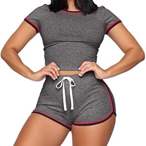 Grey Color 2 Piece <b>Outfits</b> for Women <b>Sexy</b> Clubwear/Loungewear Tracksuit Top Wholesale Custom New Best for Summer - Product Image 4