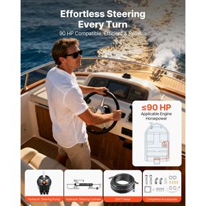 Kit di Sterzo Idraulico per Imbarcazioni Marine 90 HP 6.9 MPa 1000 psi con Pompa Timone e Cilindro Bloccante a Due Vie - Product Image 2