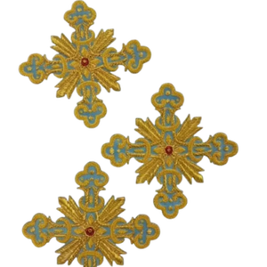 Appliques brodées à la main en or et bleu clair - Product Image 1