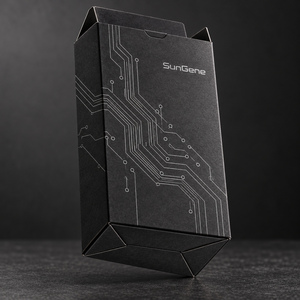 Boîte rigide pliable magnétique à fond auto-verrouillant SunGene avec impression offset pour accessoires audio DAC cosmétiques Charcoal Soft Silver - Product Image 4