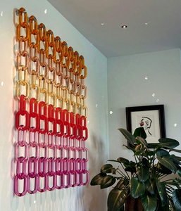 Escultura de Pared de Resina Impermeable Colorida, Diseño de Cadena Moldeada a Mano, Forma Irregular Artística, Decoración para el Hogar, Diseño de Eslabones a la Moda - Product Image 5
