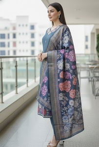 Kurtis de Algodón y Seda Color Azul Agua, a la Moda, para Oficina y Uso Diario, a Precio de Mayoreo, Conjuntos de Kurti Casuales - Product Image 2