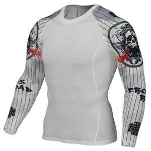 <b>Men</b> Full Sleeve Rash Guard <b>Black</b> White Geometric Print Quick Dry Eco-Friendly Anti-Bacterial Polyester/Nylon Sport Shirt Adult - Product Image 6