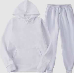 <b>White</b> <b>Men</b> Hoodie and Sweatpants Set Hooded Tracksuit Casual Winter <b>Jogger</b> Outfit - Product Image 1