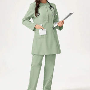 Traje Médico Transpirable de Rayón y Lona con Cierre de Botones Parcial, Pantalones de Corte Recto y Espalda Ajustable para Personal Hospitalario, Comodidad 2026 - Product Image 6