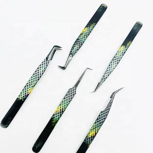 Pinzas de extensión de pestañas de volumen de agarre de diamante de alta calidad pinzas de pestañas de punta de fibra pinzas de acero inoxidable de agarre fuerte - Product Image 6