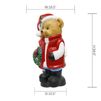 Ourson de Noël en plastique soufflé de Chine, modèle YM8014238, avec chapeau de Père Noël et couronne, décoration de fêtes, vente en gros B2B