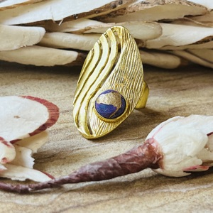 High Demand Purple Copper Turquoise <b>Ring</b> Gold Plated Wave <b>Ring</b> <b>Chunky</b> Full Finger Brass <b>Ring</b> Hollow Cutout Boho Wholesale <b>Ring</b> - Product Image 5