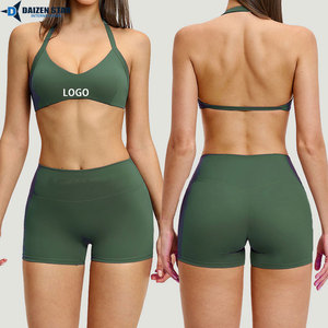 Women Mid Waist Leggings Solid Eco-Friendly Breathable Yoga Set Push Sports Bra Front Logo Workout Fitness Clothing 2-Piece Set - Product Image 6