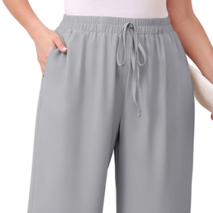 Premium Women Flare <b>Trousers</b> <b>Elastic</b> <b>Waist</b> 100% Cotton Comfortable Wide Leg OEM ODM Private Label Wholesale Fashion - Product Image 6