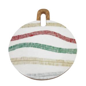 Planche à découper ronde en bois avec poignée, finition naturelle, pour usage domestique, cuisine et restaurant, planche à fromage, emballage individuel - Product Image 4