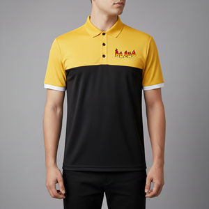 Chemises polo homme décontractées à manches courtes, 2 tons, 100% coton, logo imprimé DTF personnalisé, streetwear hip hop - Product Image 1