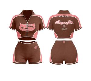 Vêtements de détente en jersey de coton de haute qualité pour femmes avec logo personnalisé, vêtements de sport d'été, nouvelles arrivées - Ensemble de shorts en tissu éponge XL - Product Image 1