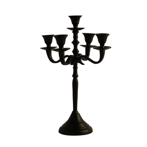 Candélabre décoratif noir à cinq bras en métal, porte-bougie multi-bras, chandelier vintage rustique, centre de table - Product Image 1