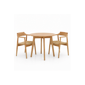 Ensemble de salle à manger rond en teck de luxe ARTERRA, design scandinave, table et fauteuils écologiques modernes pour la maison, la villa et le café - Product Image 2