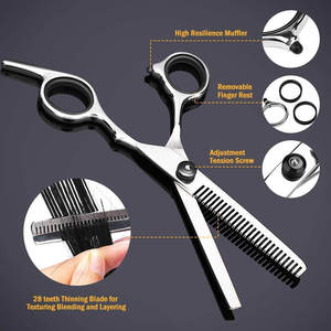 Kit de Tijeras de Peluquería Profesionales de Acero Inoxidable Plateado, de Alta Calidad y Duraderas, Herramientas Multiusos para Peinar el Cabello - Product Image 3