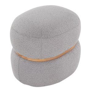 Pouf Ottoman Cinch in Tessuto Grigio Contemporaneo e Legno Naturale - Collezione Sgabelli e Pouf - Product Image 5