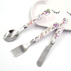 Eco Friendly Modern Non-Slip Wood Handle 3-Piece Stainless Steel <b>Serving</b> <b>Spoon</b> Set Kids Safe Cutlery 6-Person Tableware - Product Image 4