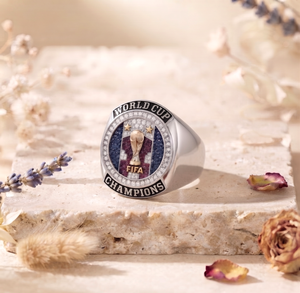 Champions Ring Sports Commemoration, <b>Trophy</b> Design Fan Gift, Round Pave Setting, Soccer <b>Trophy</b> Ring 925 Silver Moissanite - Product Image 2