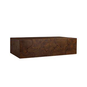 Mesa de Centro de Madera de Teca Sólida de Estilo Rústico Contemporáneo, Bloque de Madera de Grano Entero Hecho a Mano, Mesa de Lujo para Sala de Estar - Product Image 2