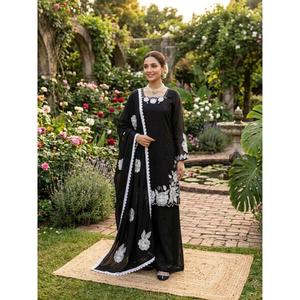 NOUVEAU SALWAR KAMEEZ PAKISTANAIS EN TISSU COTON FENDY, COMPLET DE HAUT, BAS ET DUPATTA AVEC INTÉRIEUR EN COTON - Product Image 1
