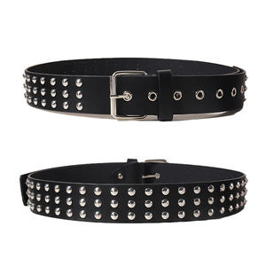 Cinturón Clásico Vintage de Cuero PU Negro Estilo Punk para Mujer, Cinturones Vaqueros con Remaches Cuadrados en Forma de Estrella para Hombre y Mujer - Product Image 2