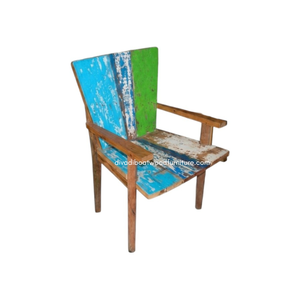 Handcrafted Durable Rustic Dining Chair Arms <b>Backrest</b> Reclaimed Boat Wood Eco-Friendly Antique for Home Villa Resort - Product Image 4