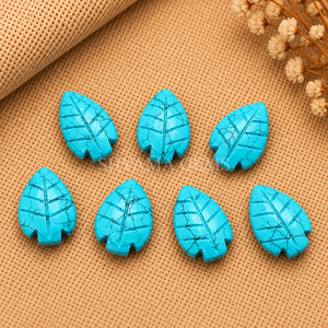 ลูกปัดหินรูปใบไม้สีฟ้าเทอร์ควอยซ์ ขนาด 14x10 มม. สำหรับทำจี้เครื่องประดับ คริสตัล และงานฝีมือ - Product Image 4