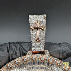 Pendentif Hip Hop personnalisé pour hommes et femmes avec diamants de laboratoire sertis à la main et argent sterling 925 - Product Image 2
