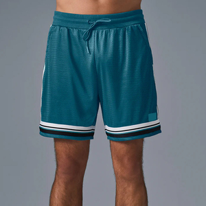 Shorts de sport pour hommes à double couche en mesh respirant, séchage rapide, pour entraînement, fitness, basketball, course à pied, athlétisme, avec cordon de serrage à la taille - Product Image 1