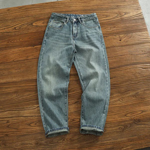 Straight Leg Denim <b>Jeans</b> <b>Men</b> <b>High</b> <b>Waist</b> Breathable Solid Button Stonewashed Cotton Casual Pants Winter Wear - Product Image 2