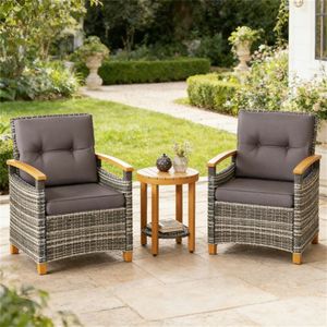 Conjunto de Muebles de Terraza Gris para Exteriores, Juego de Jardín para Vivir al Aire Libre - Product Image 1