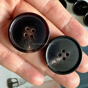 Boutons en corne de buffle naturel Style plat Technique de polissage Bouton noir Blancs Strass Décoration Vêtements - Product Image 1