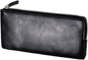 Fazmax Corporation Model A30 Black Leather <b>Zip</b> Around <b>Wallet</b> with Silver Pull Tab and Dual Zippers - Product Image 3