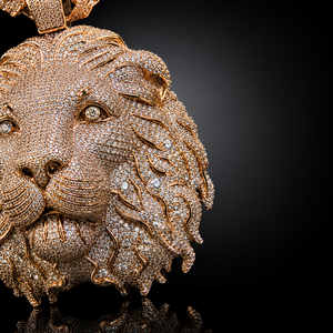 Colgante de Cabeza de León en Plata de Ley Oro Rosa con Piedras de Moissanita y Engaste Micro Pavé, Amuleto de Lujo con Temática Animal para Hombre, de Moda - Product Image 5