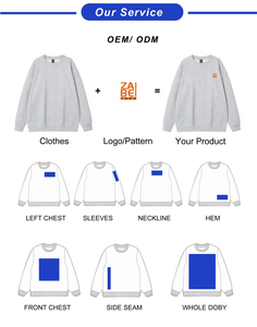 Sudadera personalizada de 350 gramos de algodón terry con bordado, hombros caídos, talla grande, cuello redondo, sudadera extragrande con bordado. - Product Image 3