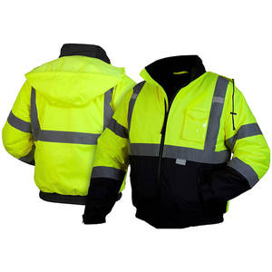 New Arrival <b>Men's</b> Hi-Vis Reflective Safety Quilted <b>Jacket</b> <b>Long</b> Sleeve Quick Dry Breathable Winter Construction Workwear - Product Image 4