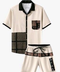 Conjunto Deportivo GENERSA para Hombre, Negro, Poliéster, Cuello Redondo, Manga Corta, Cintura Elástica, Pantalones Cortos, Casual, Verano - Product Image 1