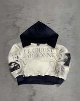 Sweat à capuche court surdimensionné pour homme, personnalisé OEM, en molleton 100% coton 450 GSM, imprimé sérigraphié vintage, effet délavé, avec patch, hiver
