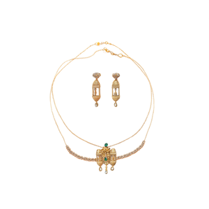 Naveli Moissanite <b>Bridal</b> <b>Jewelry</b> <b>Set</b>-Gold Plated Designer Necklace and Earrings - Product Image 2