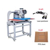 Presse à chaud pneumatique double station 16x24 pouces pour sublimation, impression de logos sur T-shirts, transfert DTF, positionnement laser