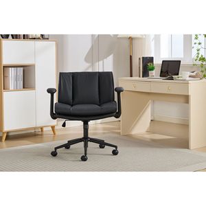 Comfy Wide-Seat <b>Swivel</b> Office <b>Chair</b> Flip-Up Armrests Leather Criss Cross Design Adjustable Ergonomic <b>Desk</b> <b>Chair</b> for Home Office - Product Image 1