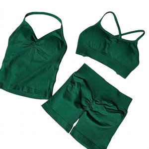 Soutien-gorge de sport sans couture pour femme, dos nu, avec logo frontal, maintien moyen, rembourré, respirant, extensible, pour le yoga et le fitness - Product Image 3