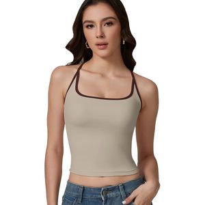 Top corto de tirantes para mujer, casual, sin mangas, de verano, transpirable, de algodón y poliéster, ajustado, ligero, de punto, con encaje, de corte alto. - Product Image 1