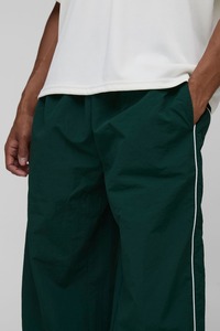 <b>Men's</b> Dark Green Embroidered Sweatpants With Side Stripe Elastic Waist Casual Pants - Product Image 2